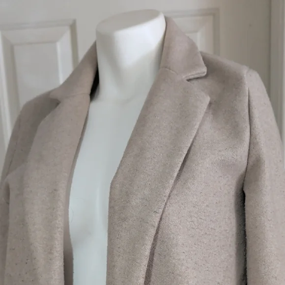 Zara Womens Beige Long Sleeve Collared Open Front Trench Coat Size S - Picture 3 of 6